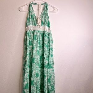 True Destinations Resort Wear/ Fern Leaf Boho Maxi Dress